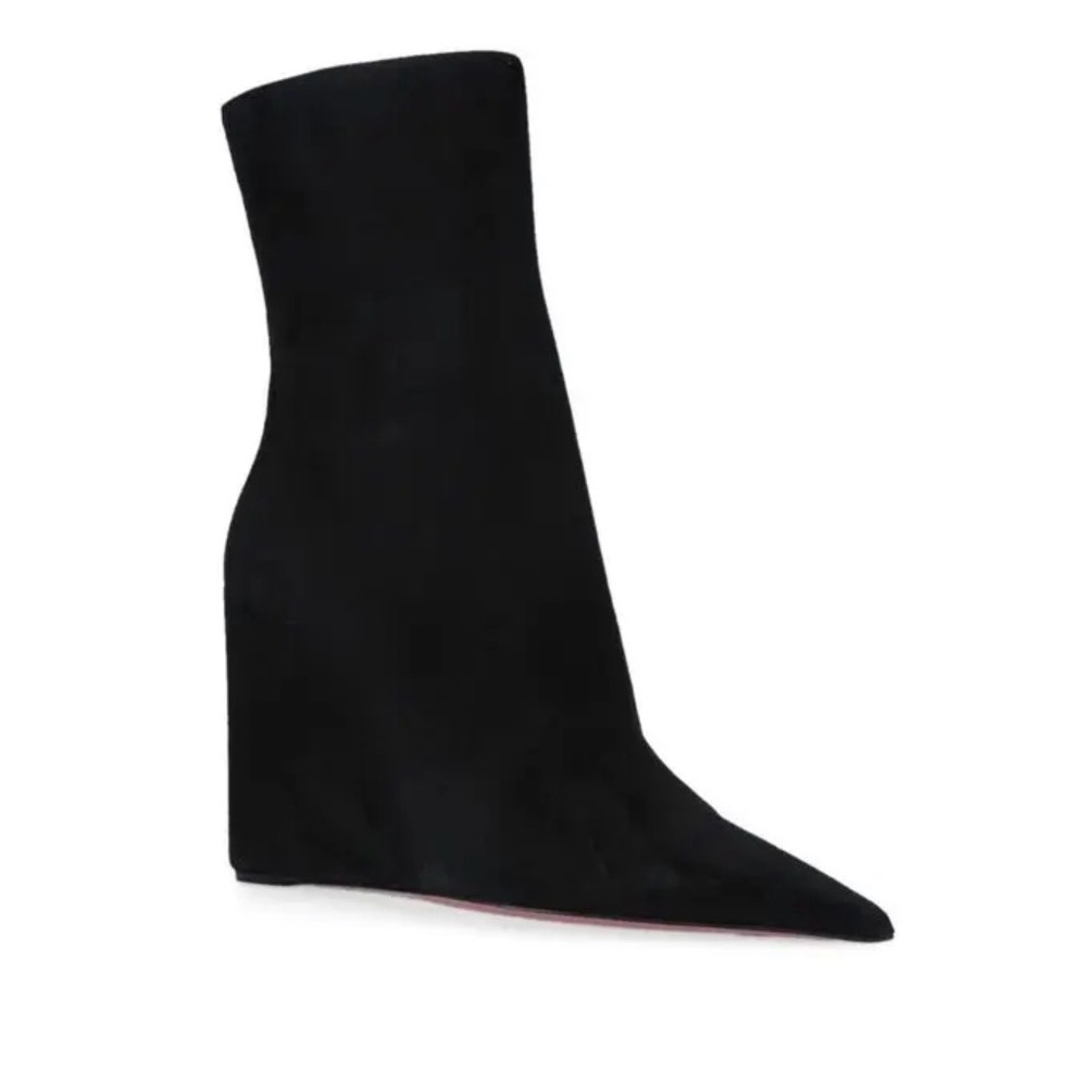 Unique Amina Muaddi Pernille Black Suede Wedge Boots